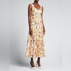 Jason Wu Collection Floral Print Crinkle Chiffon Midi Day Dress